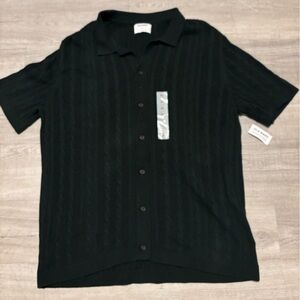 Old Navy Men’s XL Cable Knit Collard Button Up Shirt Summer Cotton Quiet Luxury